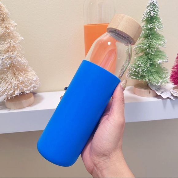 2x Reusable Glass Water Bottle With Bamboo Lid 18.5 oz - Picture 6 of 11